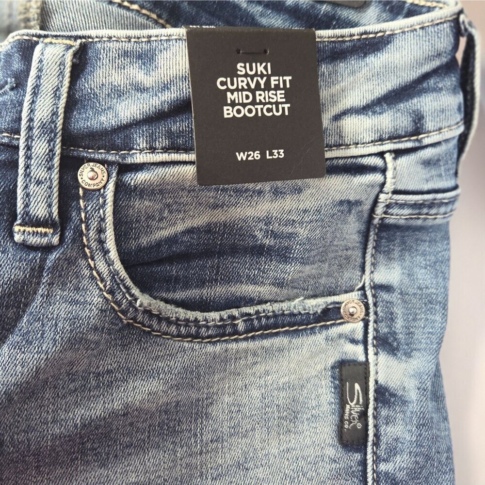 Silver Jeans Co. Suki Classic Button Curvy Bootcut Jeans Indigo - Picture 3 of 7